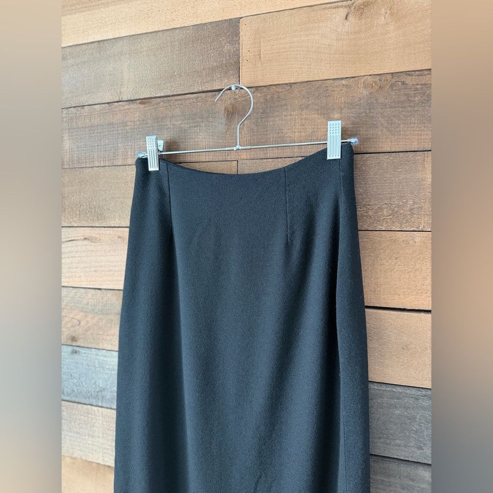 Vintage 90s Black Worsted Wool Midi Skirt Gantos Made In USA - Picture 9 of 9